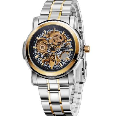 Ouyawei Skeleton Stainless Steel Automatic Mechanical Watch - OYW1337 - Silver Black