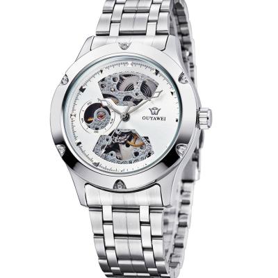 Ouyawei Skeleton Stainless Steel Automatic Mechanical Watch - OYW1321 - White/Silver