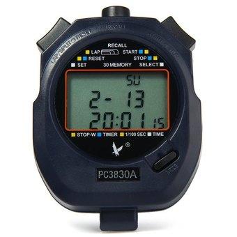 PC3830A Handheld Electronic Stop Watch Digital Timer Sports Counter Stopwatch with Alarm Calendar Functions  