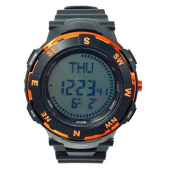 POPART POP-831 Waterproof Men's Compass Digital Display Sports Wrist Watch with Rubber Band, EL Backlight, Stopwatch (Black,Orange) (Intl)  