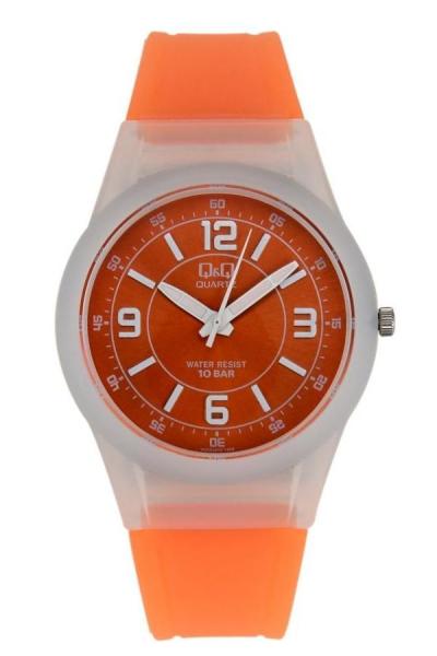Q&Q - Jam Tangan Unisex - Tali Karet - Colourful Watch - Oranye/Putih