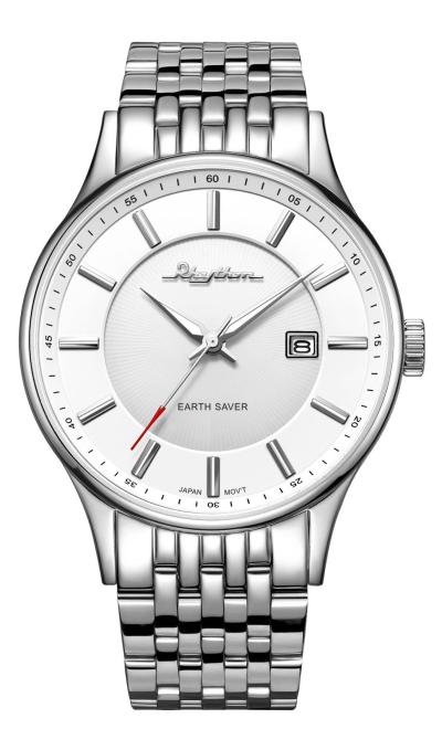 Rhythm Global Timepiece ES1404S01 Jam Tangan Pria - Silver/Putih