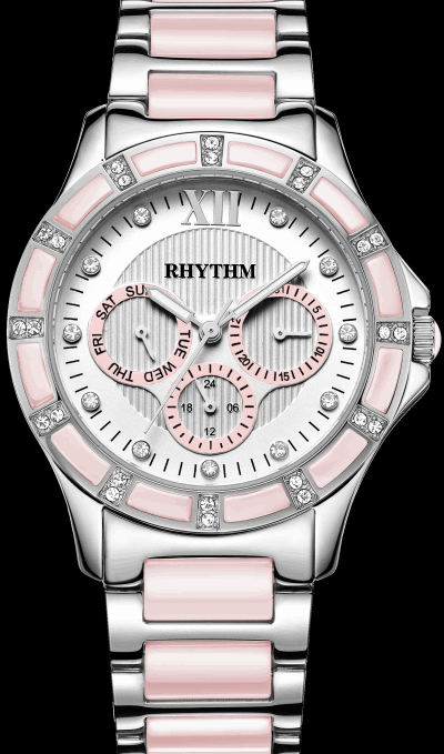 Rhythm Global Timepiece F1201T03 Jam Tangan Wanita - Pink