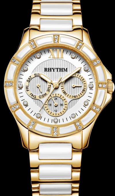 Rhythm Global Timepiece F1201T04 Jam Tangan Wanita - Gold