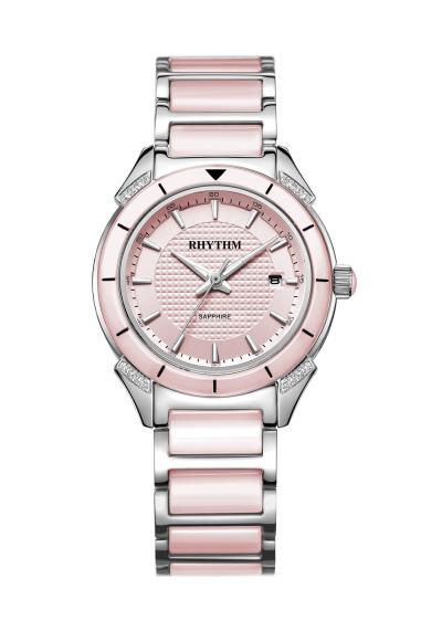 Rhythm Global Timepiece F1208T03 Jam Tangan Wanita - Pink/Silver