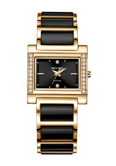Rhythm Global Timepiece F1209T05 Jam Tangan Wanita - Hitam/Gold