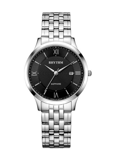 Rhythm Global Timepiece G1201S02 Jam Tangan Pria - Silver/Hitam