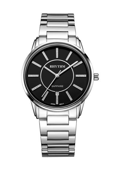Rhythm Global Timepiece G1203S02 Jam Tangan Pria - Silver/Hitam