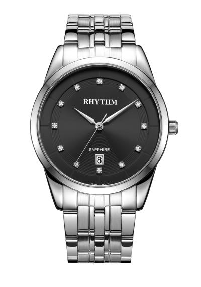Rhythm Global Timepiece G1301S02 Jam Tangan Pria - Silver/Hitam