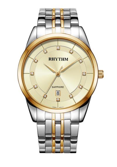 Rhythm Global Timepiece G1301S03 Jam Tangan Pria - Silver/Gold