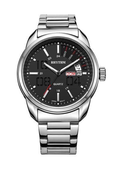 Rhythm Global Timepiece G1307S02 Jam Tangan Pria - Silver/Hitam