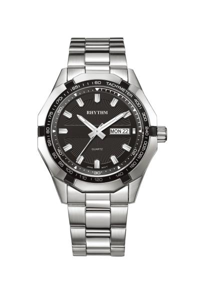 Rhythm Global Timepiece G1407S02 Jam Tangan Pria - Silver/Hitam