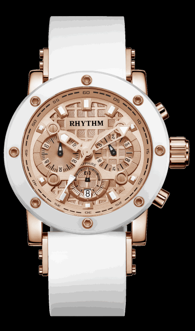 Rhythm Global Timepiece I1203R03 Jam Tangan Pria - Putih/RoseGold