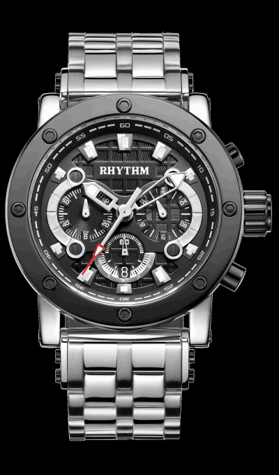 Rhythm Global Timepiece I1203S01 Jam Tangan Pria - Silver/Hitam