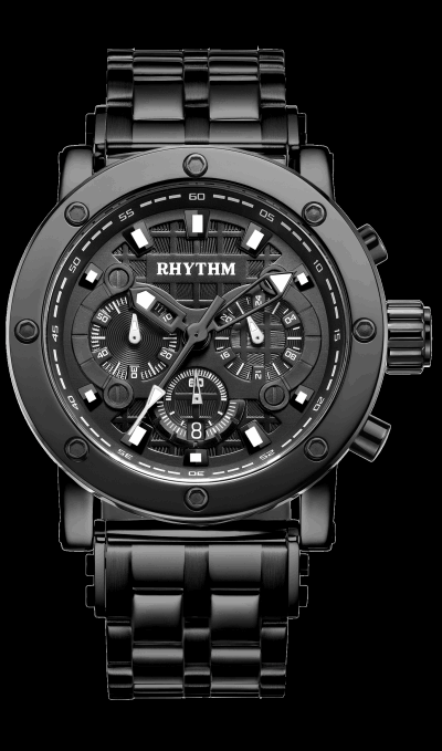 Rhythm Global Timepiece I1203S03 Jam Tangan Pria - Hitam