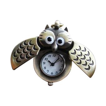 Rondaful Cartoon Green ancient slide Crescent Owl pocket watch (Intl)  