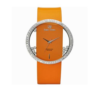 Royal Crown - Jam Tangan Wanita - Oranye - Strap Leather - 6110  