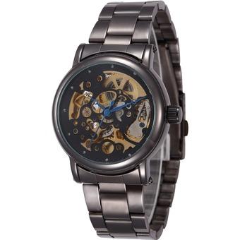 SHENHUA Classic Skeleton Automatic Mechanical Mens Stainless Steel Watch Black (Intl)  