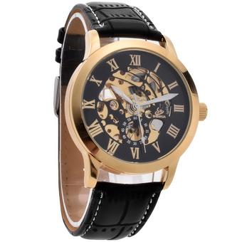 SHENHUA Stainless Steel Leather Automatic Mechanical Strap Watch (Black) (Intl)  