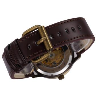 SHENHUA WSH350 Vintage Skeleton Automatic Mechanical Mens Sport Wrist Watch Brown Leather Strap (Bronze) (Intl)  
