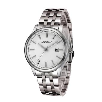 SINOBI 8169G03 Gents Quartz Watches Silver Stainless Steel Case Calendar Waterproof Mens Wristwatches- Intl  