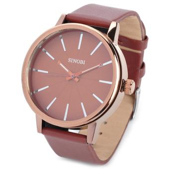 SINOBI 9213 Stylish PU Leather Band Quartz Wrist Watch (Brown)  