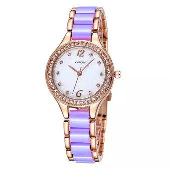 SINOBI Lady Fashion Pearl Shell Dials Ceramic Band Women Dress Wrist watches(purple) (Intl)  