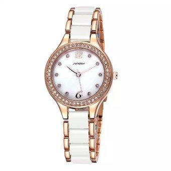 SINOBI Lady Fashion Pearl Shell Dials Ceramic Band Women Dress Wrist watches(white) (Intl)  