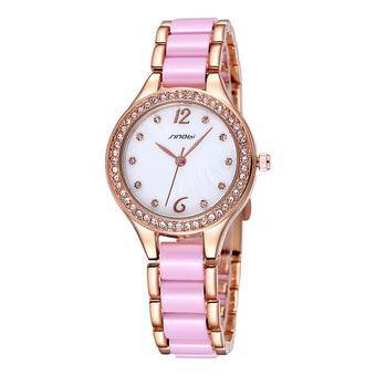 SINOBI Lady Fashion Pearl Shell Dials Ceramic Band Women Dress Wrist watches(pink) (Intl)  