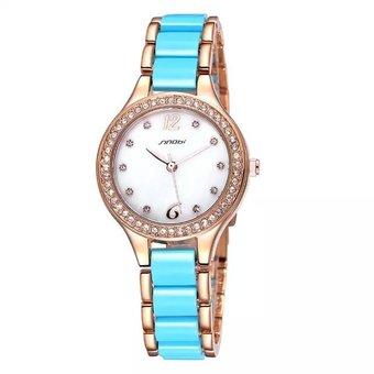 SINOBI Lady Fashion Pearl Shell Dials Ceramic Band Women Dress Wrist watches(blue) (Intl)  