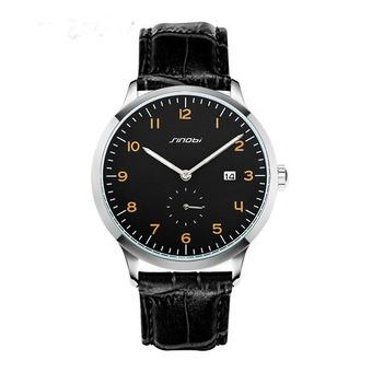 SINOBI Women's Fashion Leather Wristwatches Brown Watchband Rose Gold Nail Silver Surface Female's Quartz Watch(Black) (Intl)  