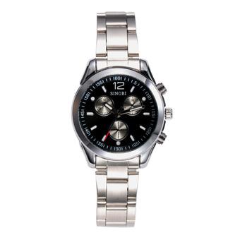 SINOBI Womens Black Quartz Wrist Watches Silve Stainless Steel Watchband 9351L01- Intl  