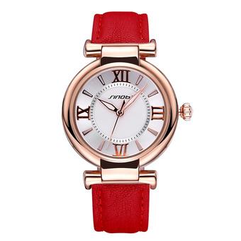SINOBI brand fashionable minimalist Decor Ladies Watch-Red Gold White (Intl)  
