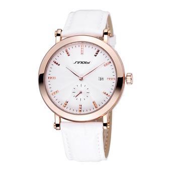 SINOBI ladies watch with calendar really small seconds dial strap watch high-end fashion business-White White (Intl)  