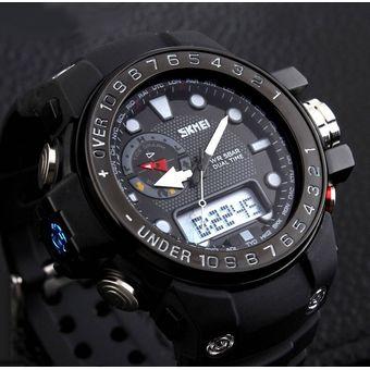 SKMEI Analog-Digital Military Army Men Sport Rubber LED Swimming Wrist Watch (Gold)- Intl  