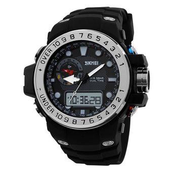 SKMEI Analog-Digital Military Army Men Sport Rubber LED Swimming Wrist Watch (Silver)- Intl  