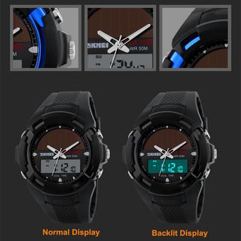 SKMEI Hombre Solar Reloj LED Digital Dual Time Deporte Outdoor Impermeable Watch (Blue) - Intl  