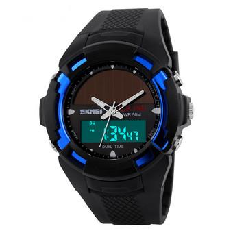SKMEI Hombre Solar Reloj LED Digital Dual Time Deporte Outdoor Impermeable Watch Blue (Intl)  