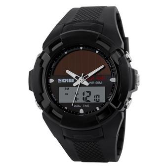 SKMEI Hombre Solar Reloj LED Digital Dual Time Deporte Outdoor Impermeable Watch (Black) - Intl  