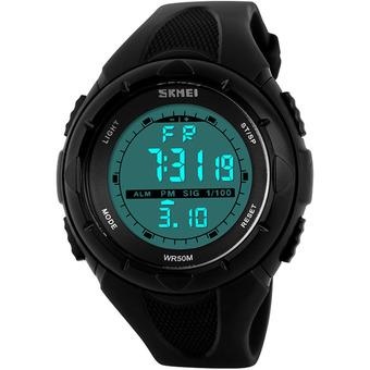 SKMEI Luxury LCD Display Military Sport Black Silicone Band Mens Digital Watch (Intl)  