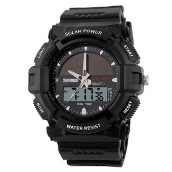 SKMEI Men Sports Digital Quartz Multifunctional Outdoor Military Dress Wristwatches 1050 Solar Watch For Men?Black? (Intl)  