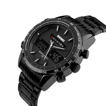 SKMEI Men's Luxury Solid Stainless Steel Band WaterproofMulti-function Quartz Sports Wrist Watch (White)+Original Gift Box - Intl  