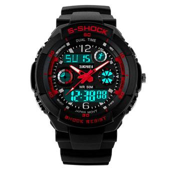 SKMEI Men's Sport LED Waterproof Rubber Strap Wrist Watch - Red 0931 (Intl)  