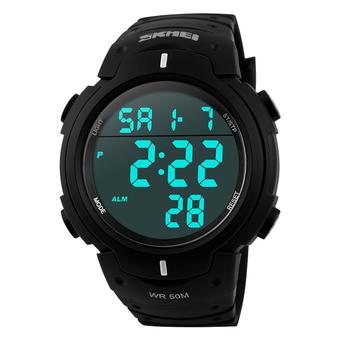 SKMEI Men's Sport Waterproof Rubber Strap Wrist Watch - Black 1068  