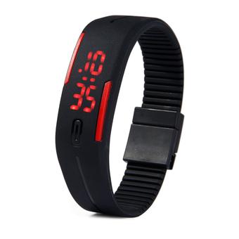 SKMEI Rubber Strap Rectangle Dial LED Watch (Black) (Intl)  