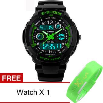 SKMEI S-Shock Sports Waterproof LED Digital Watch (Green)- Intl  