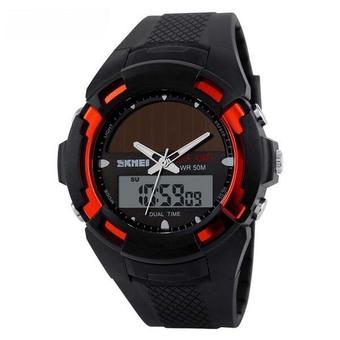 SKMEI Solar Power Sport LED Watch Water Resistant 50m - AD1056E - Merah  