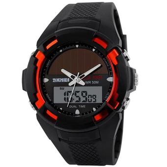 SKMEI Solar Power Sport LED Watch Water Resistant 50m - AD1056E - Hitam Merah  