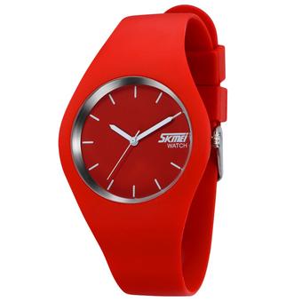 SKMEI Unisex Lovers Waterproof Silicone Strap Wrist Watch -Red 9068 (Intl)  