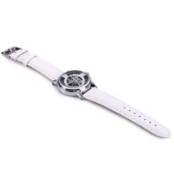 SKONE 5010 Women Hollow Mechanical Watch with Genuine Leather Band White (Intl)  